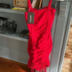 Red adjustable mini dress